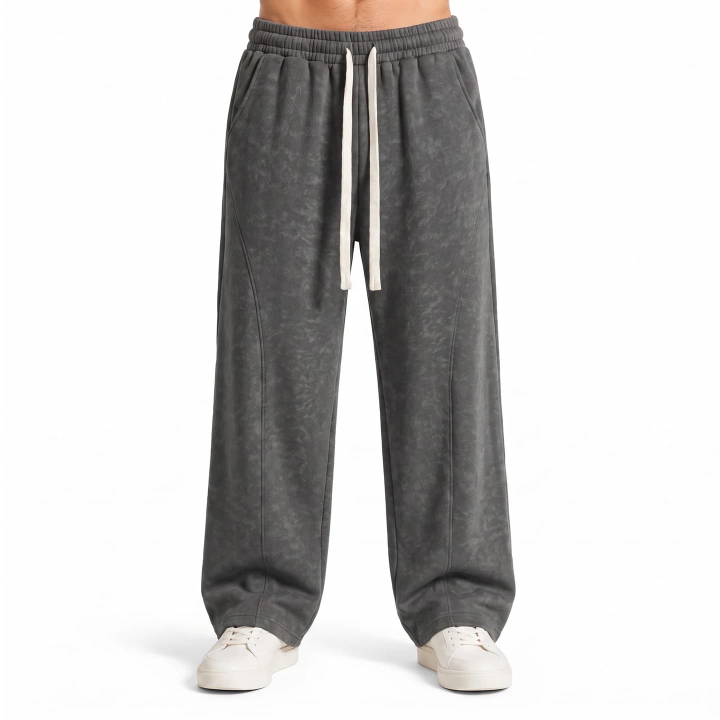 Tonal Print Sweatpants in Earth Gray, relaxed men's fit