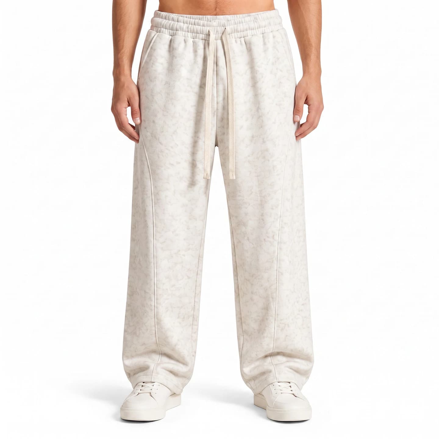 Tonal Print Sweatpants in Off White, relaxed men's fit