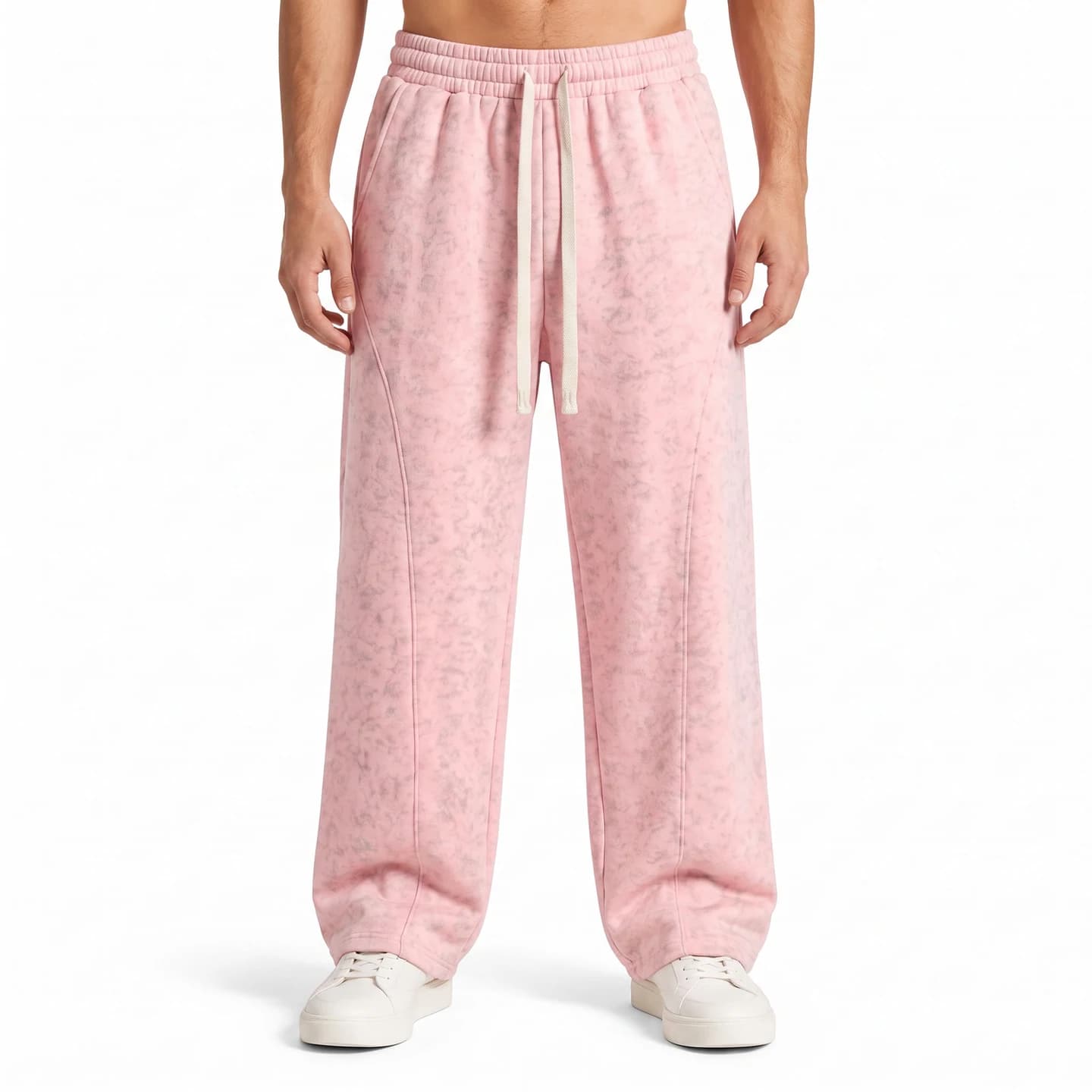 Tonal Print Sweatpants in Pink, relaxed men's fit