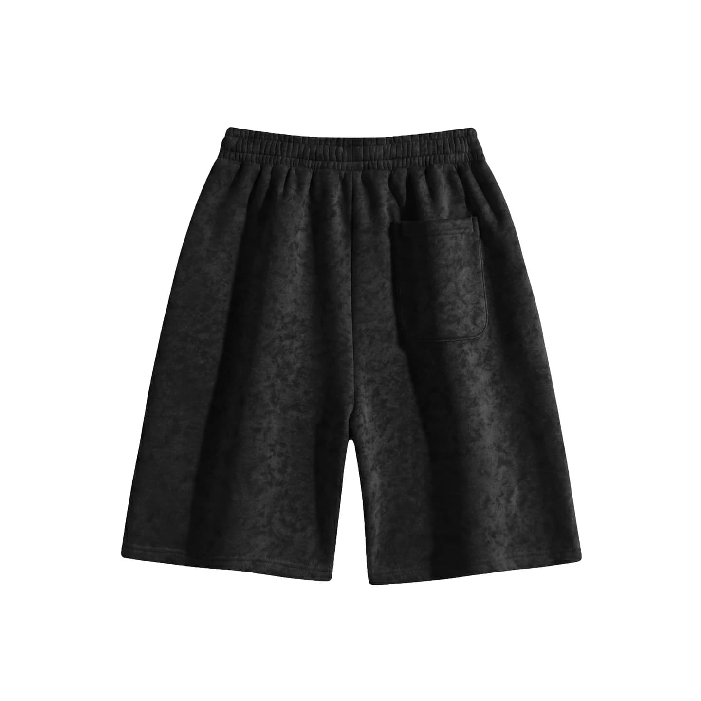Tonal Print Relaxed Shorts in Black, back flat lay
