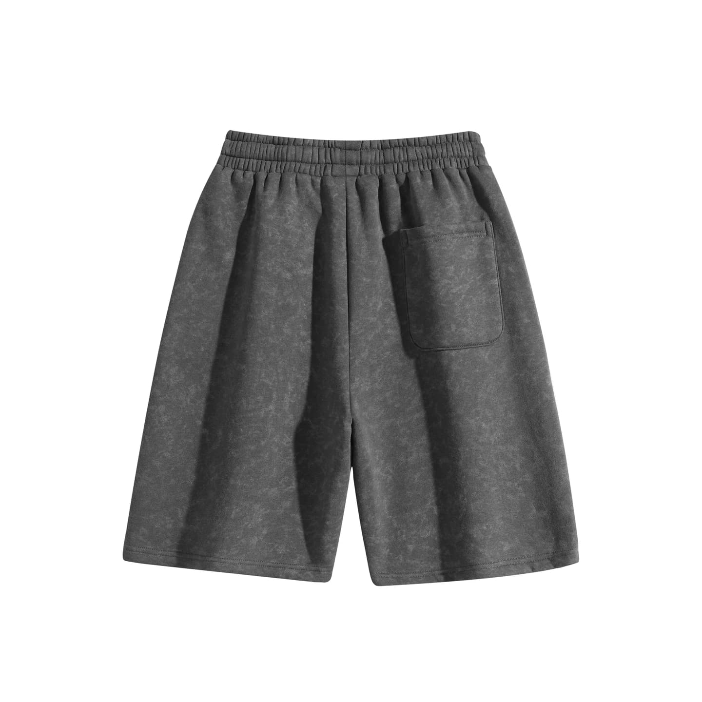 Tonal Print Relaxed Shorts in Earth Gray, back flat lay