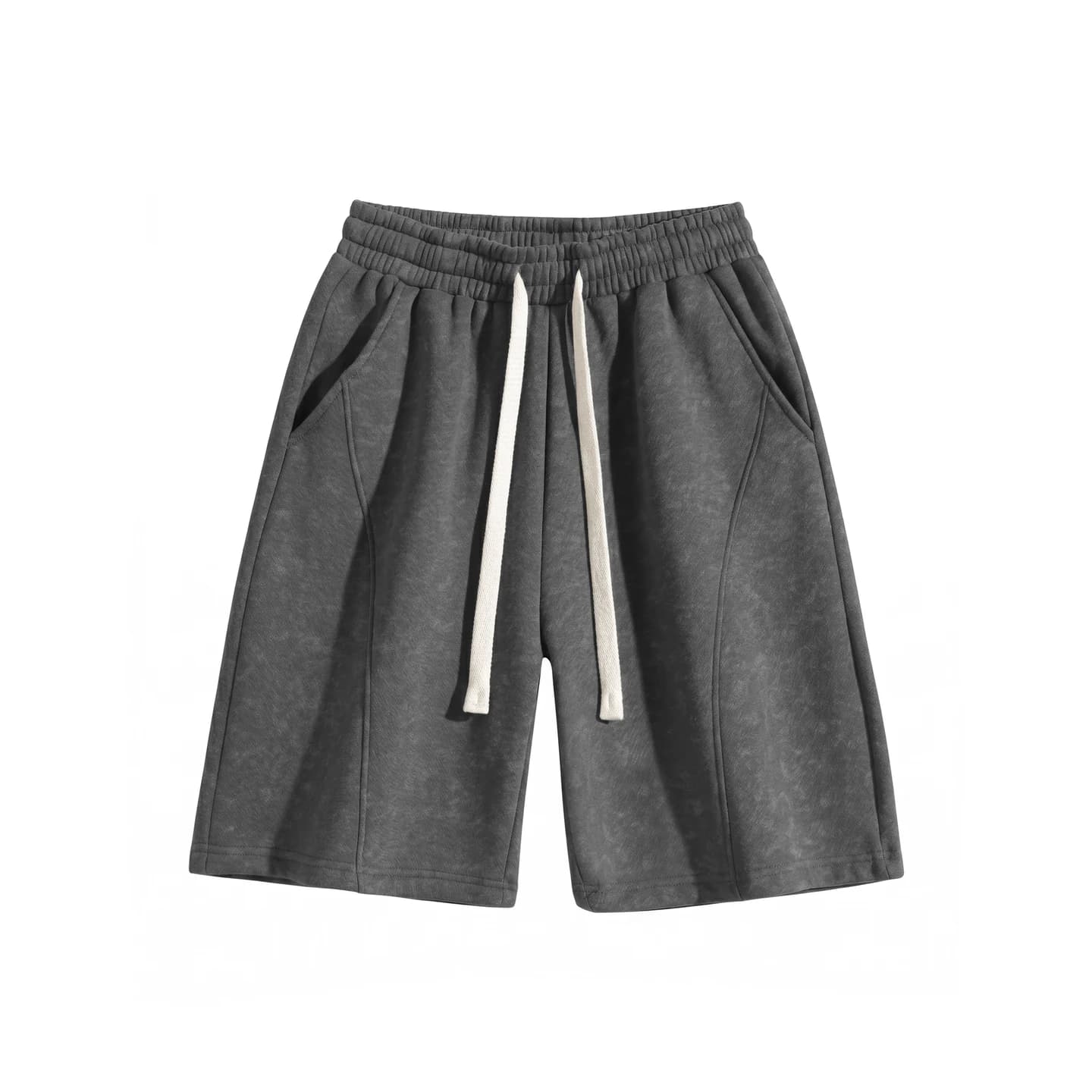Tonal Print Relaxed Shorts in Earth Gray, front flat lay