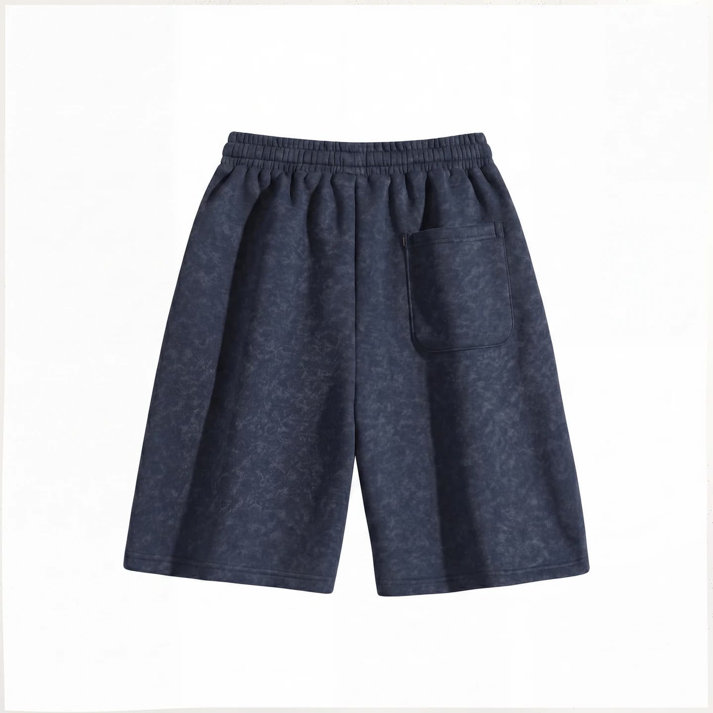 Tonal Print Relaxed Shorts in Navy, back flat lay