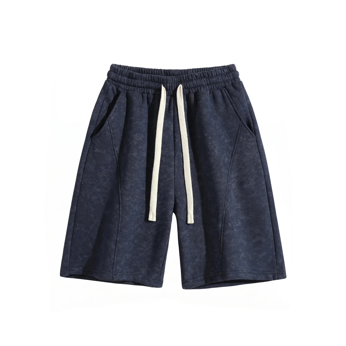 Tonal Print Relaxed Shorts in Navy, front flat lay
