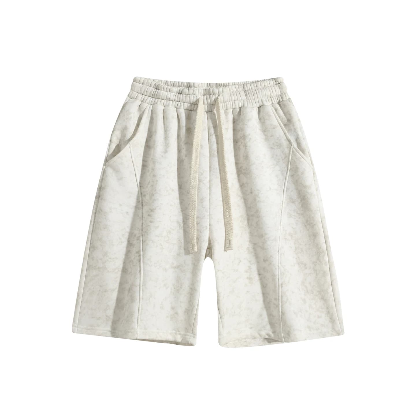 Tonal Print Relaxed Shorts Off White, front flat lay