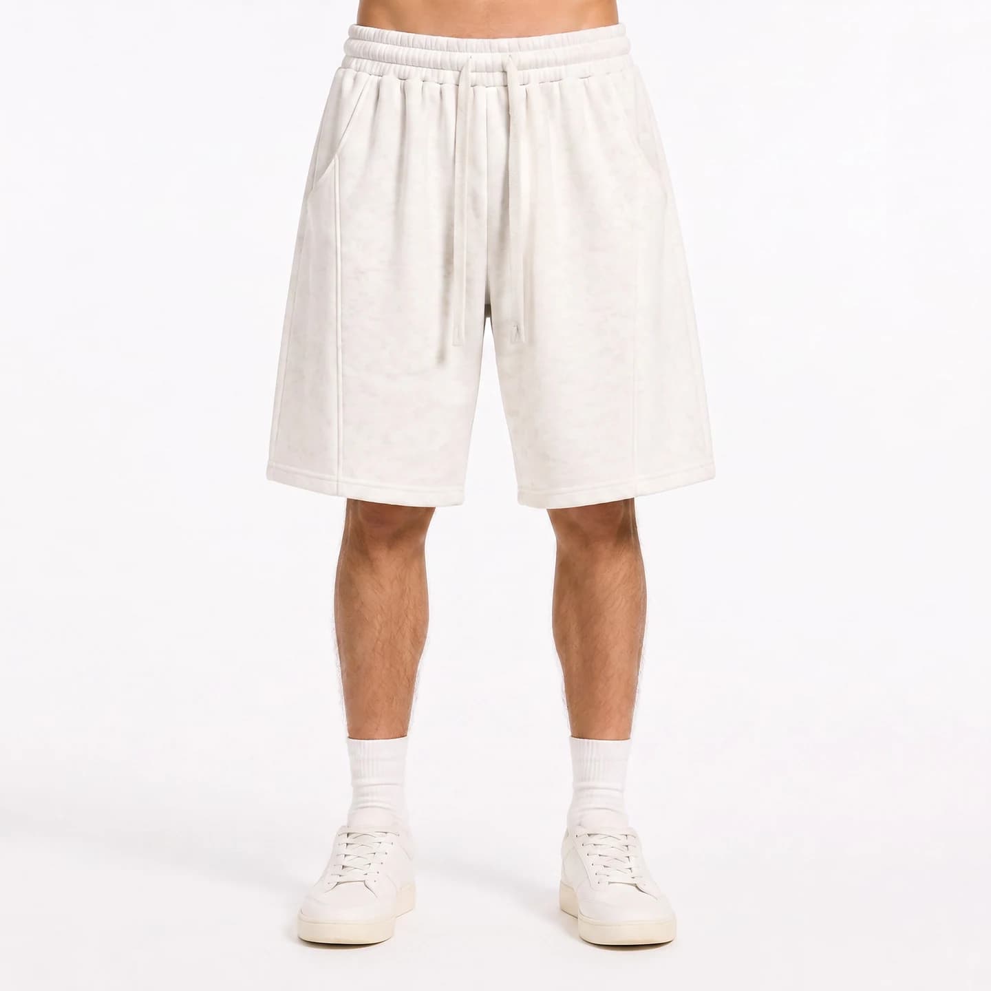 Tonal Print Relaxed Shorts in Off White, relaxed men's fit
