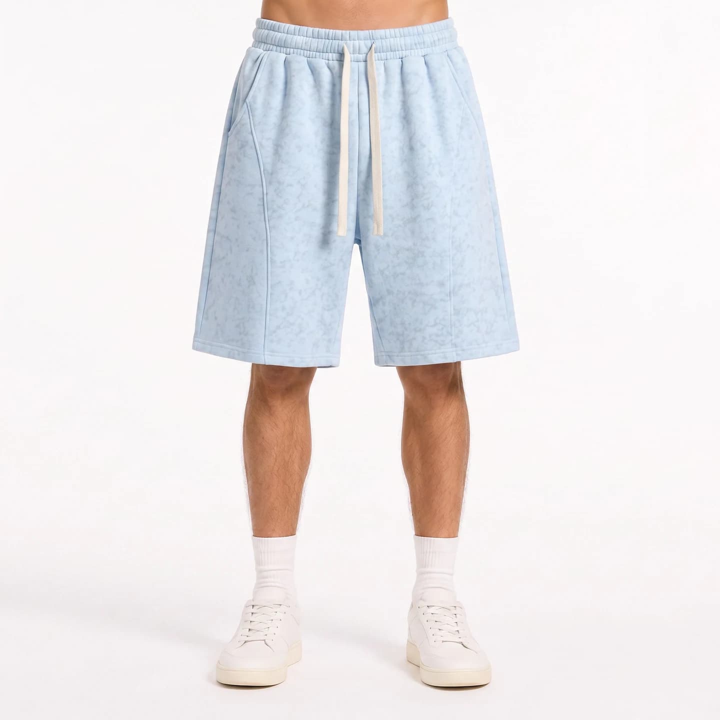 Tonal Print Relaxed Shorts in Sky Blue, relaxed men's fit