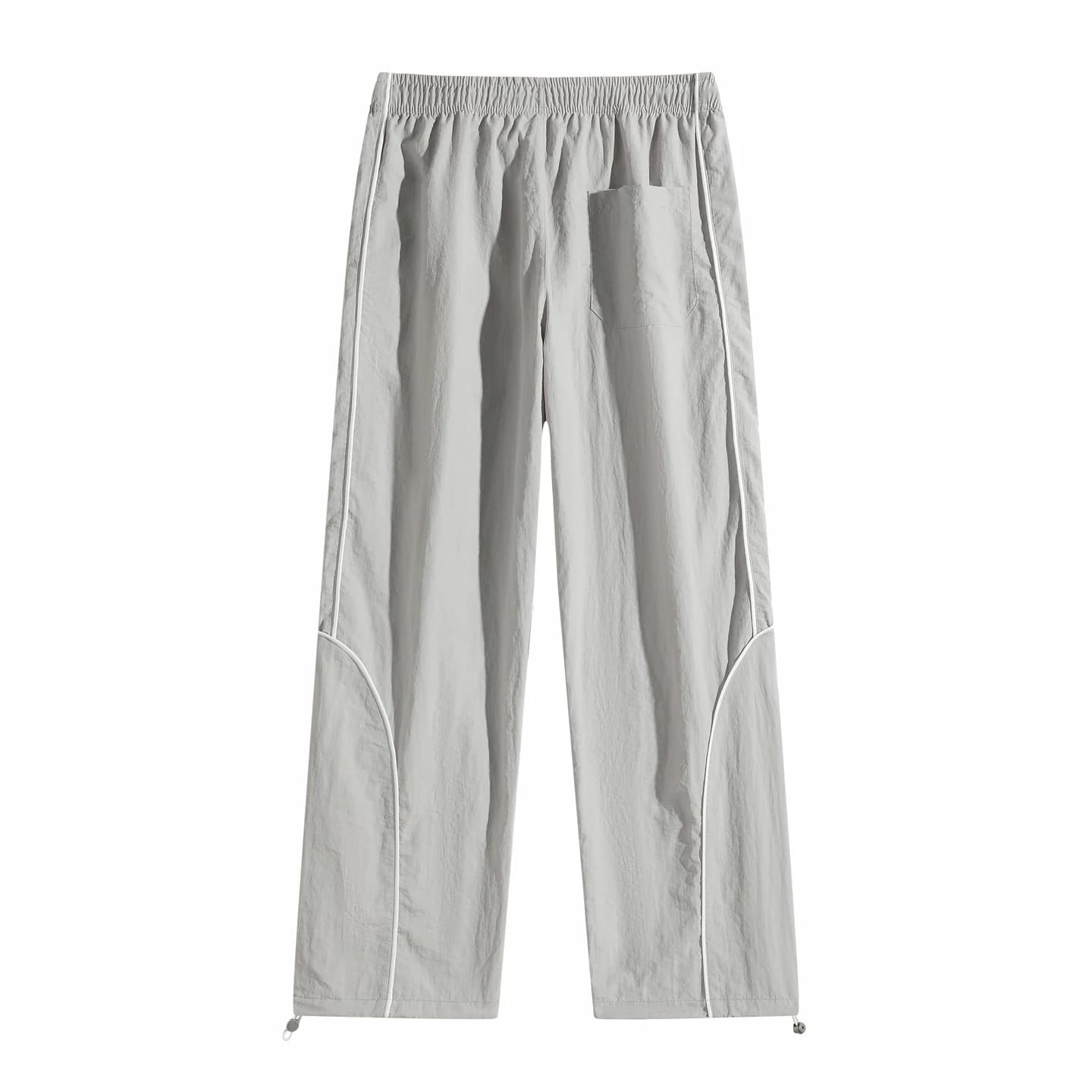 Curved Piping Track Pants in Light Gray, back flat lay