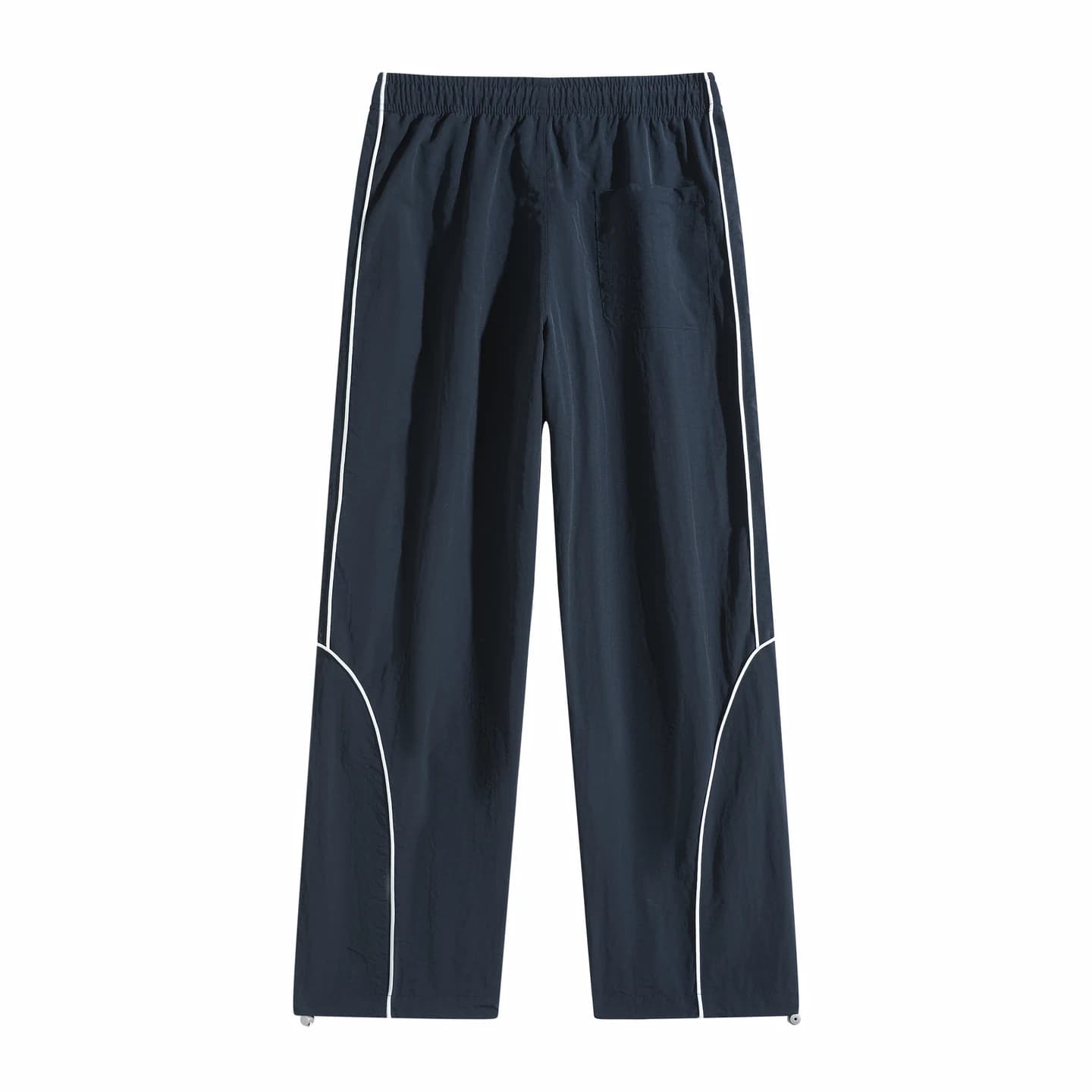 Curved Piping Track Pants in Navy, back flat lay