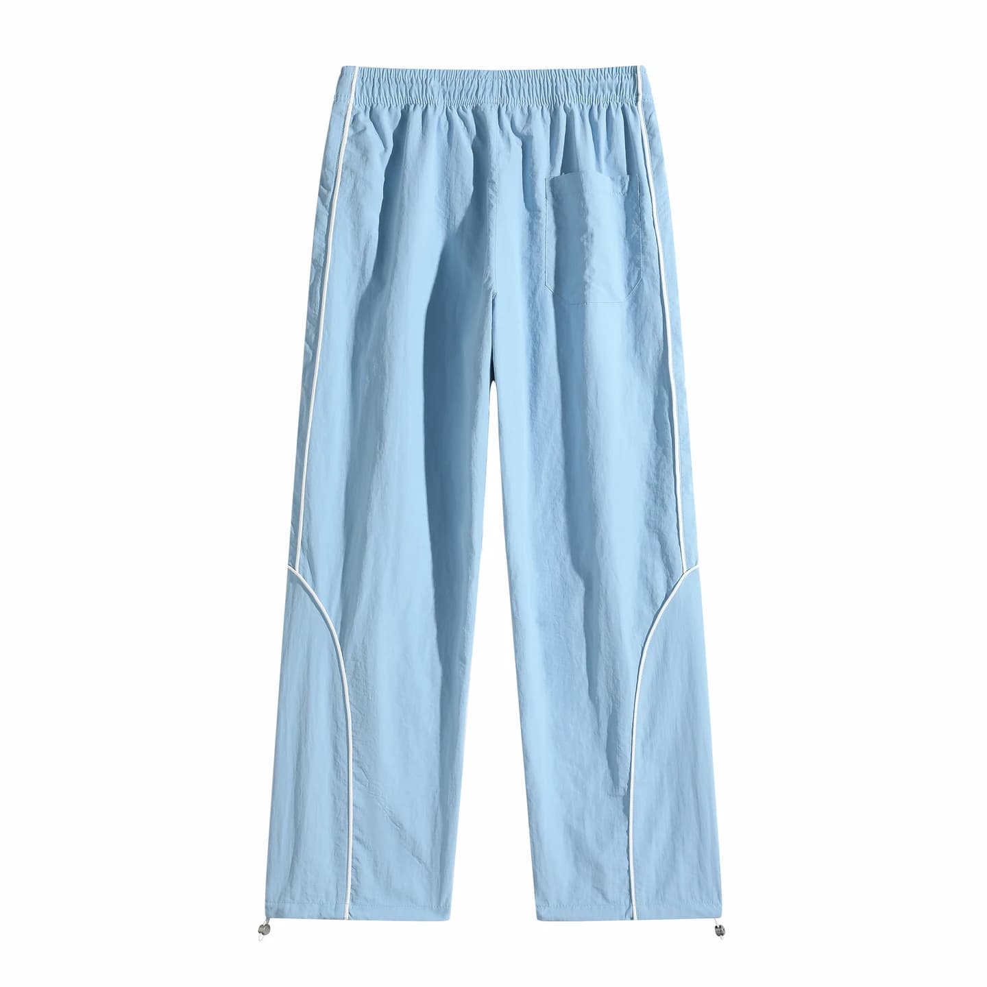 Curved Piping Track Pants in Sky Blue, back flat lay