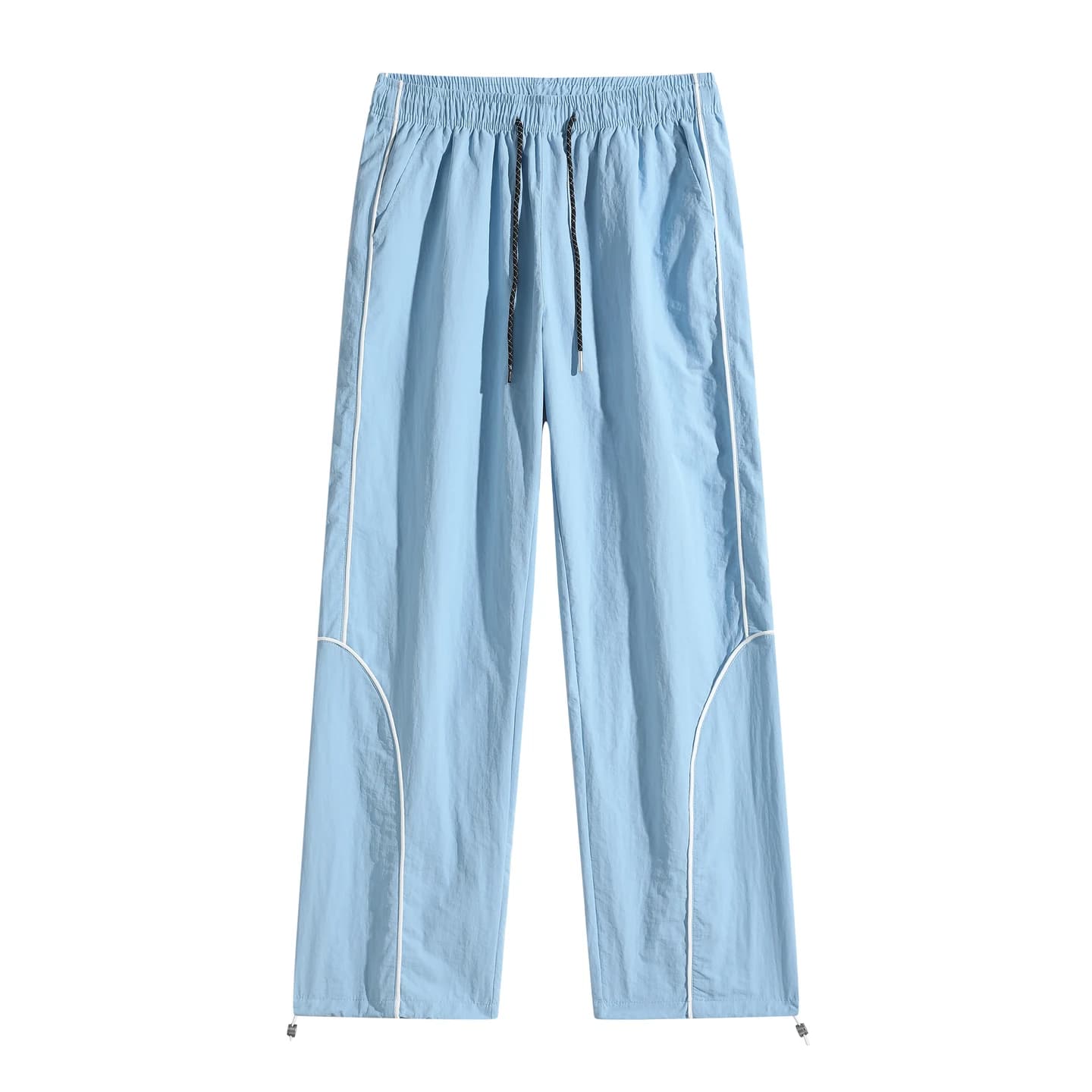 Curved Piping Track Pants Sky Blue, front flat lay
