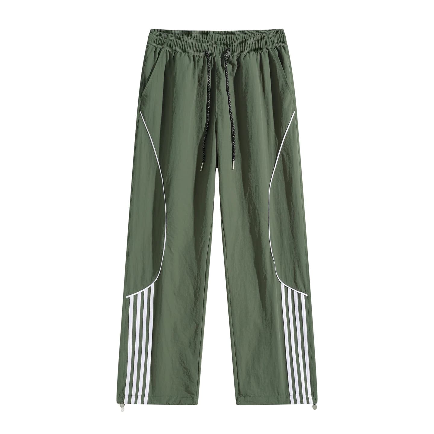 Four-Stripe Track Pants in Army Green, front flat lay