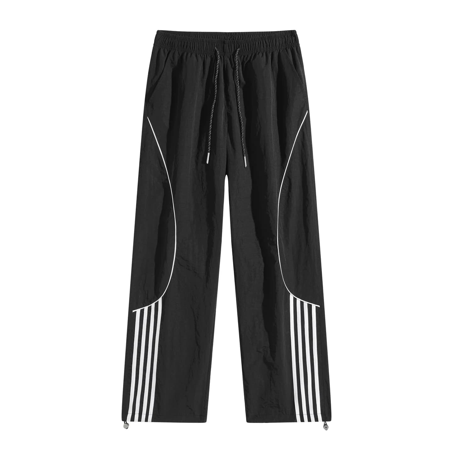 Four-Stripe Track Pants in Black, front flat lay