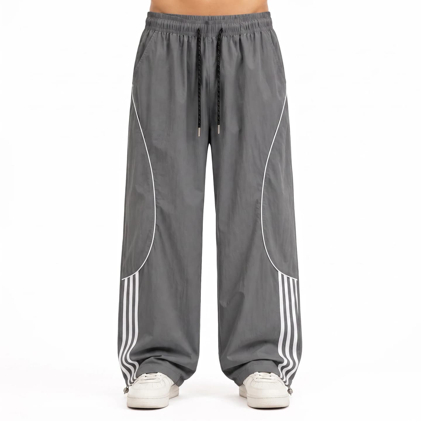 Four-Stripe Track Pants in Charcoal, relaxed men's fit