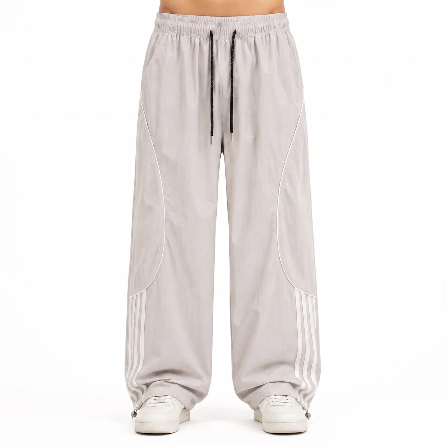 Four-Stripe Track Pants in Light Gray, relaxed men's fit