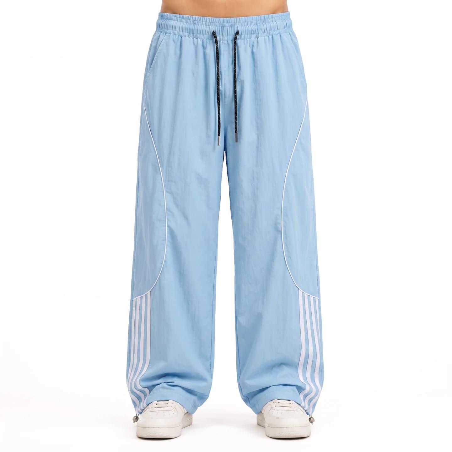 Four-Stripe Track Pants in Sky Blue, relaxed men's fit