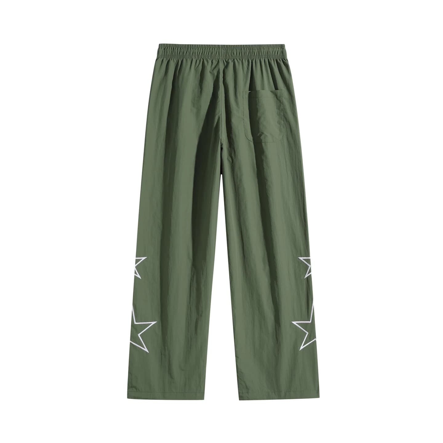 Star Detail Track Pants in Army Green, back flat lay