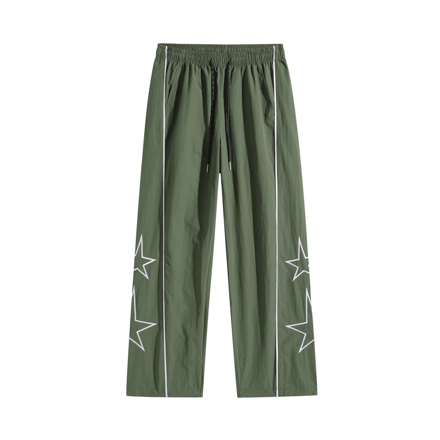 Star Detail Track Pants in Army Green, front flat lay