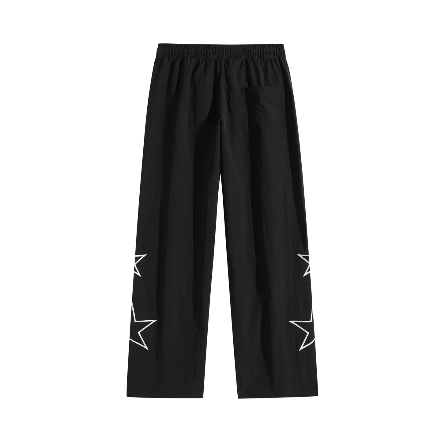 Star Detail Track Pants in Black, back flat lay