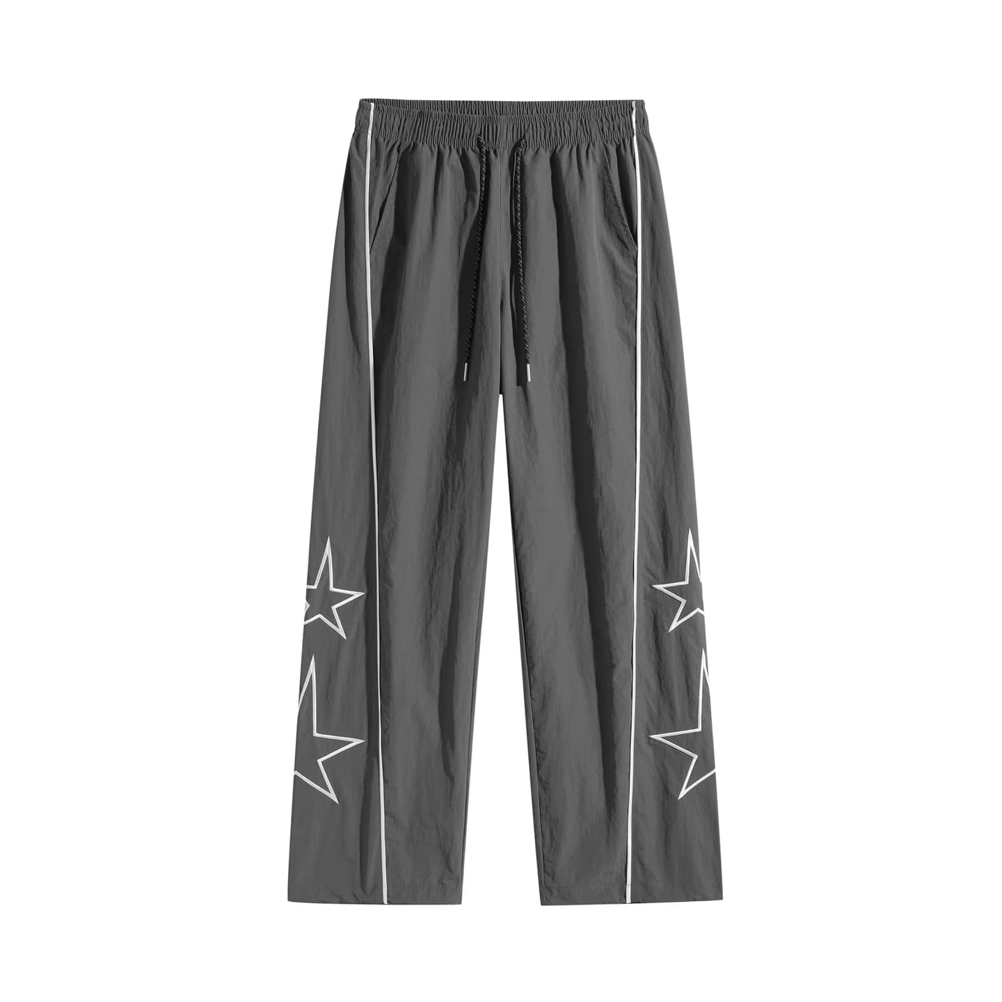 Star Detail Track Pants in Charcoal, front flat lay