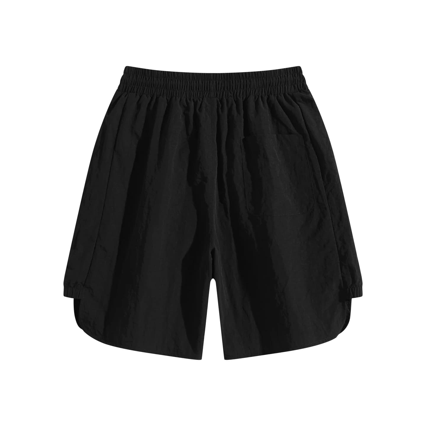 Reflective Detail Shorts in Black, back flat lay