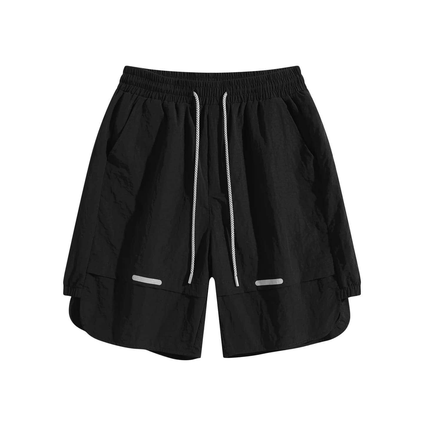 Reflective Detail Shorts in Black, front flat lay