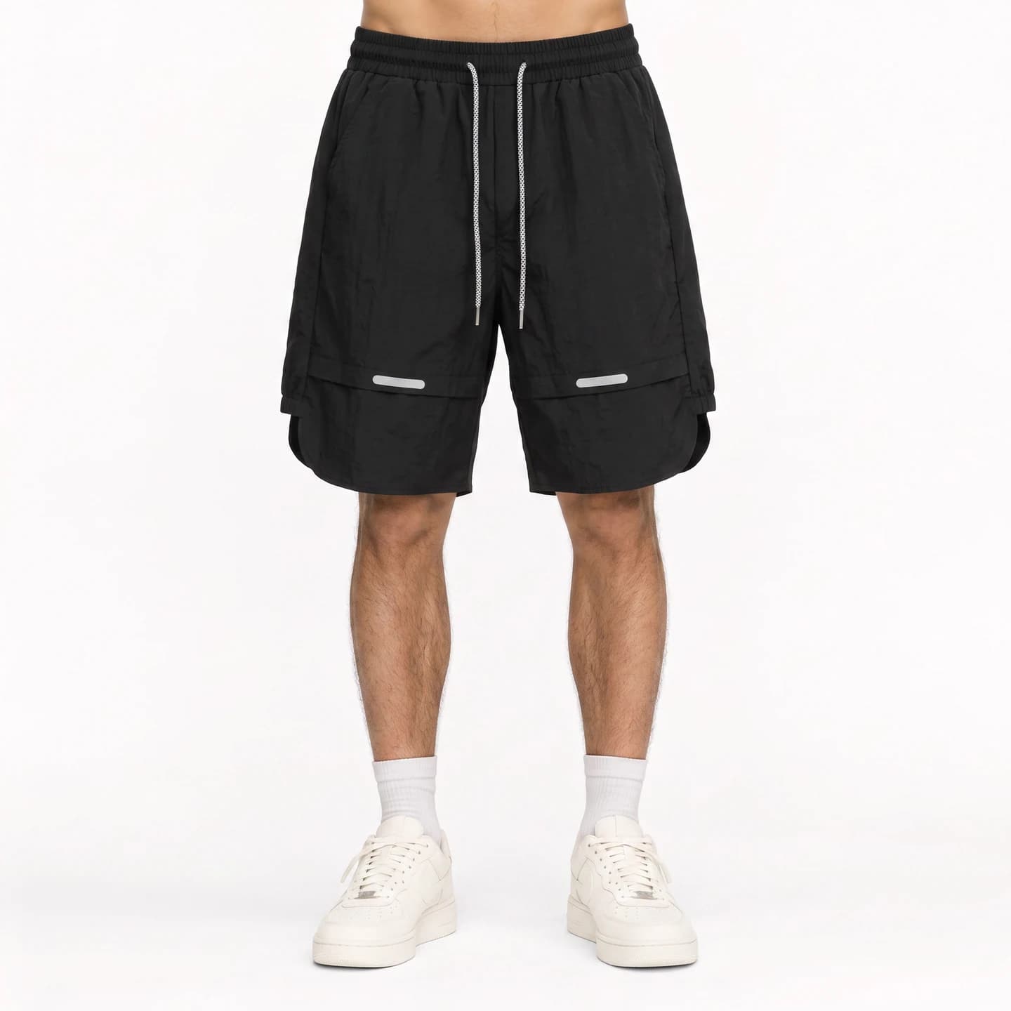 Reflective Detail Shorts in Black, relaxed men's fit