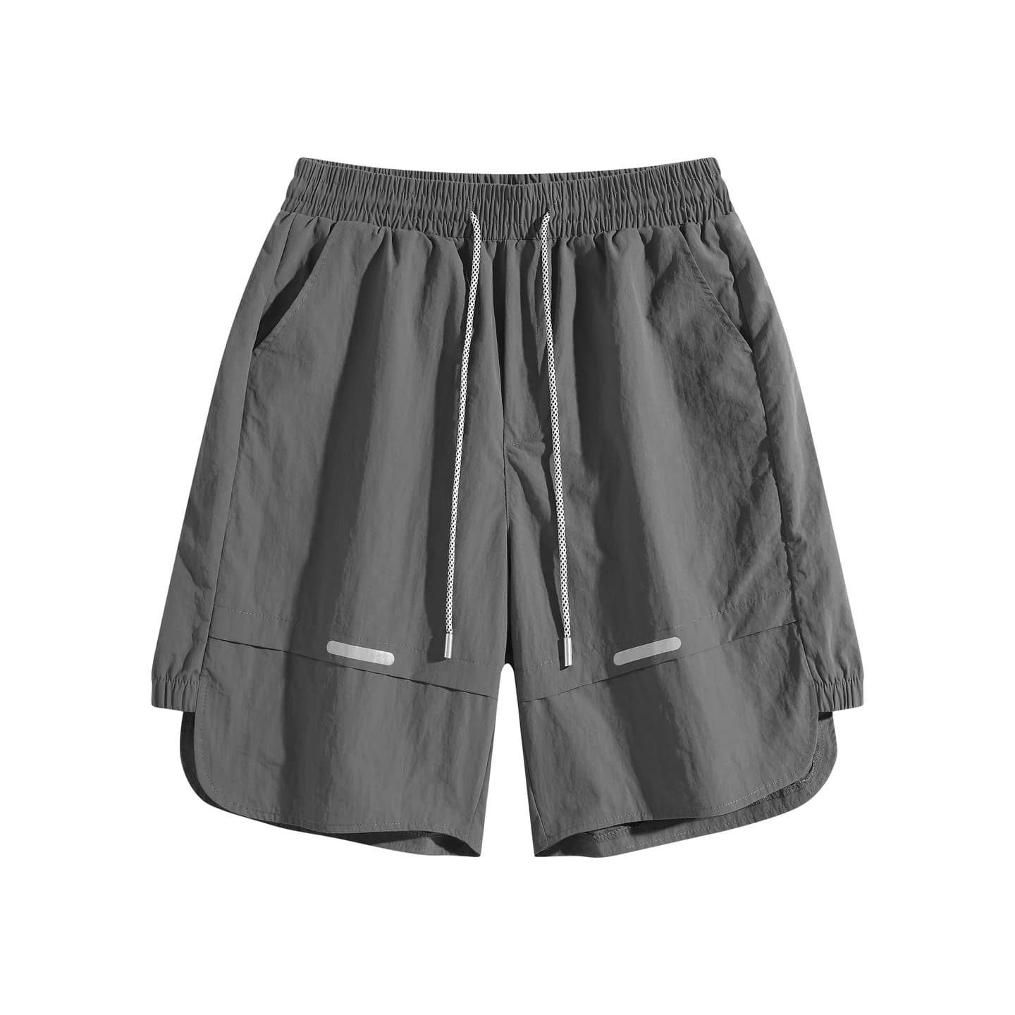 Reflective Detail Shorts in Charcoal, front flat lay