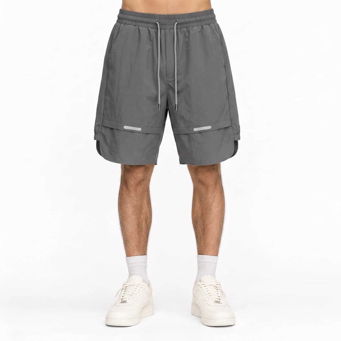 Reflective Detail Shorts in Charcoal, relaxed men's fit