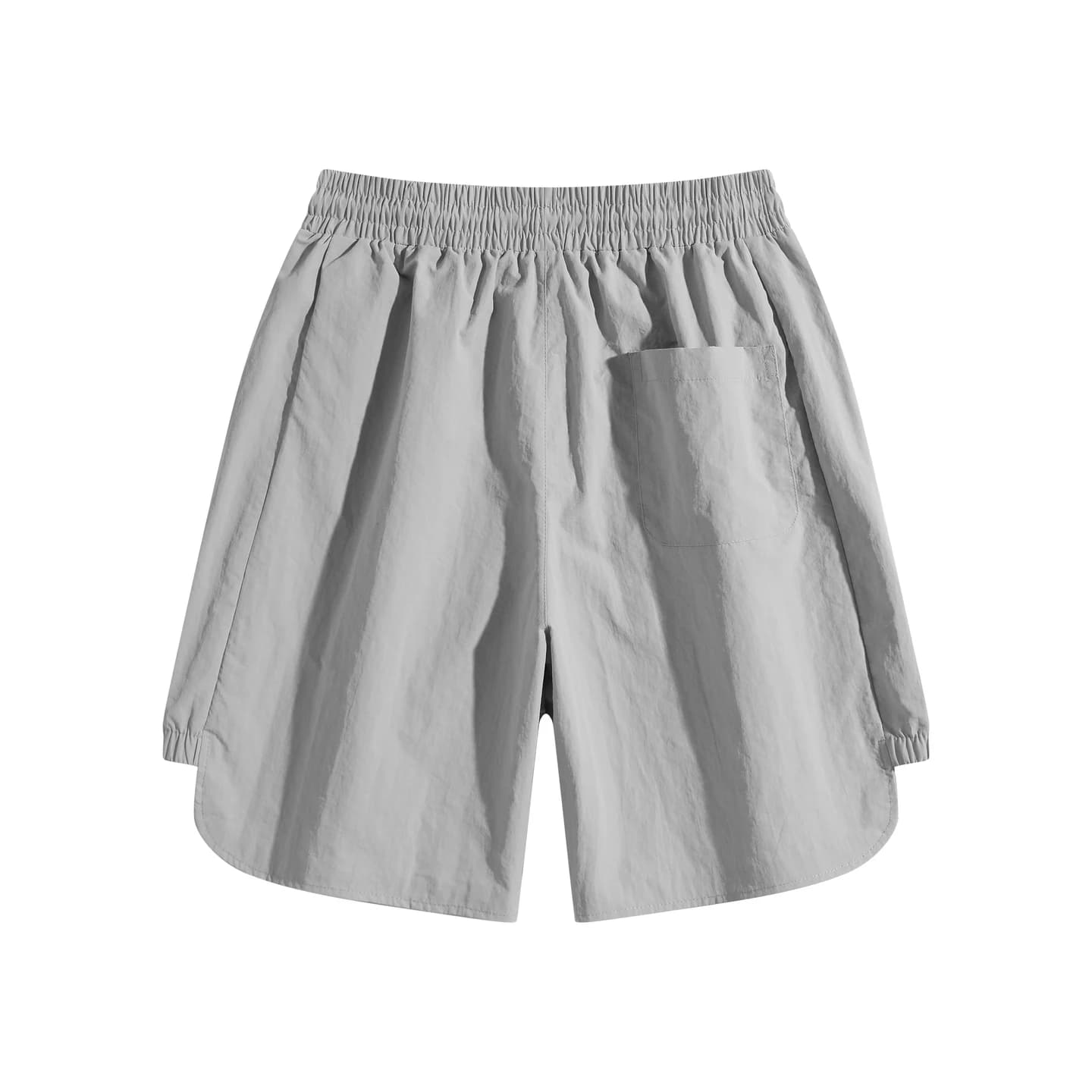 Reflective Detail Shorts in Light Gray, back flat lay