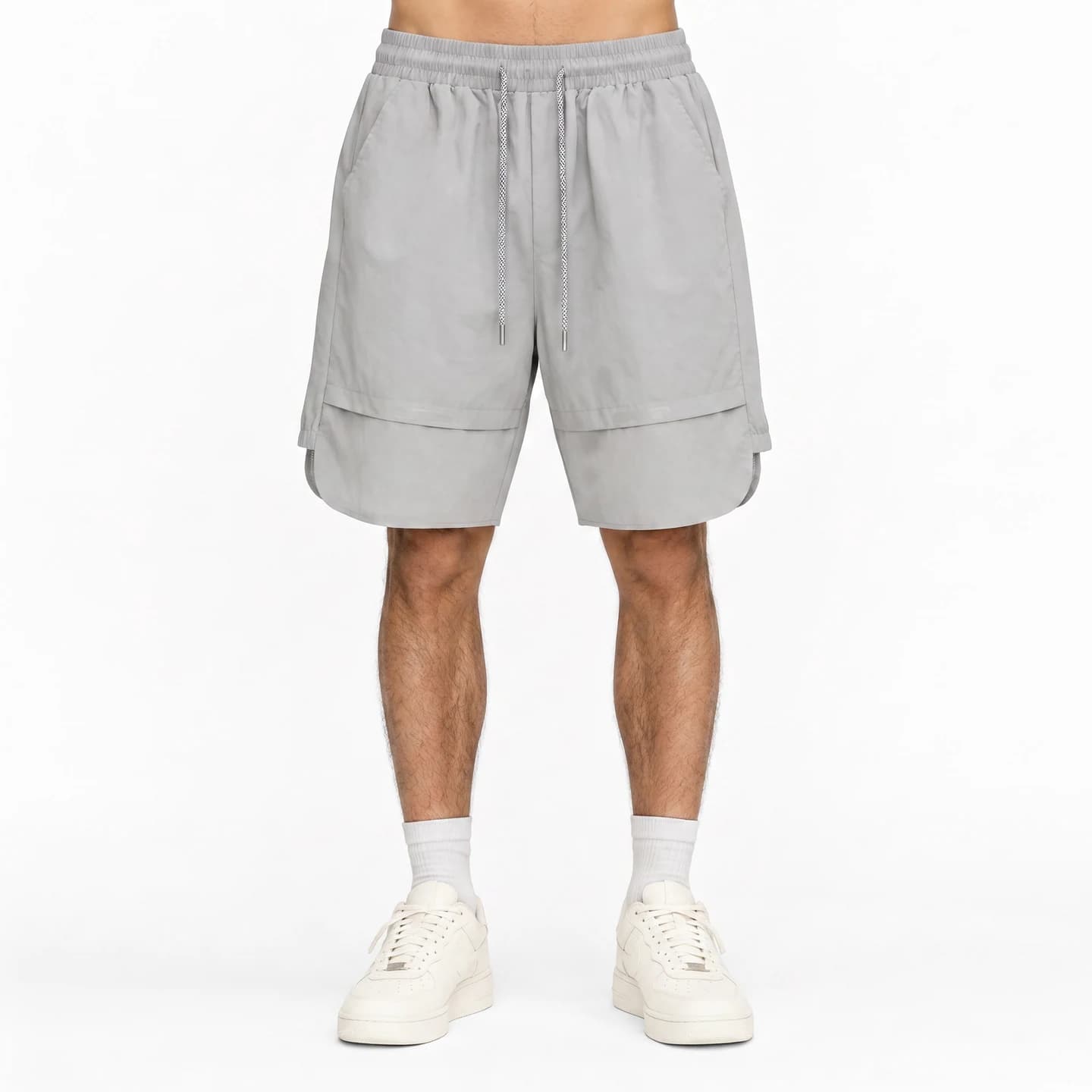 Reflective Detail Shorts in Light Gray, relaxed men's fit