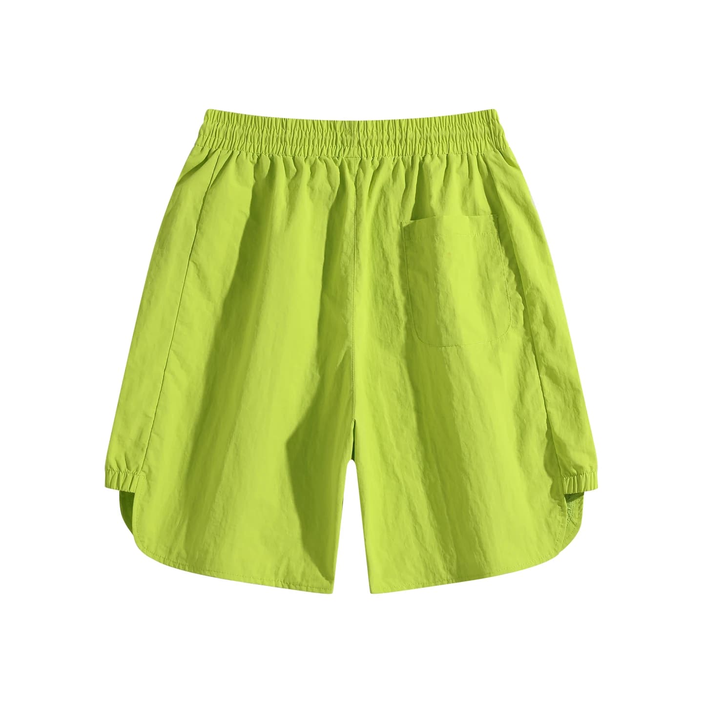 Reflective Detail Shorts in Neon Green, back flat lay