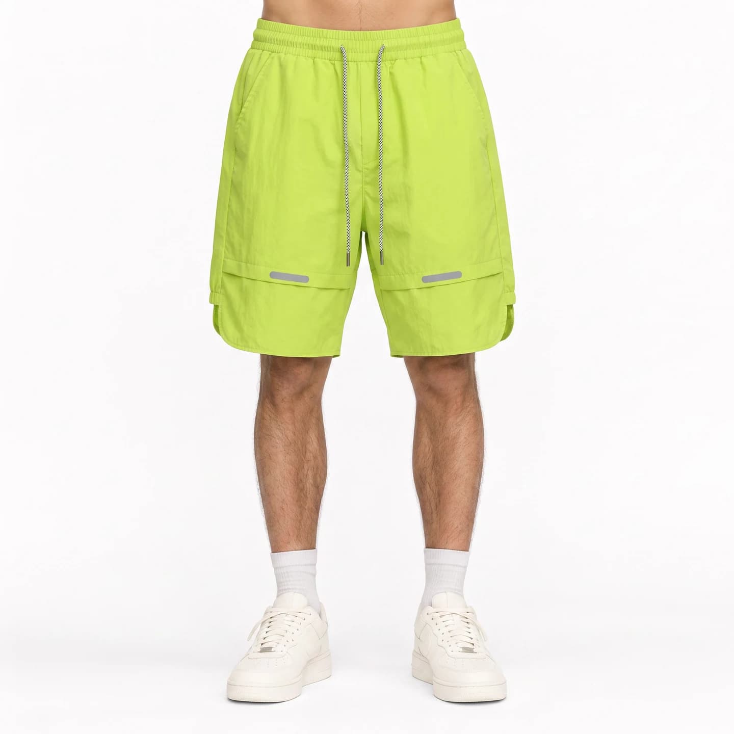 Reflective Detail Shorts in Neon Green, relaxed men's fit
