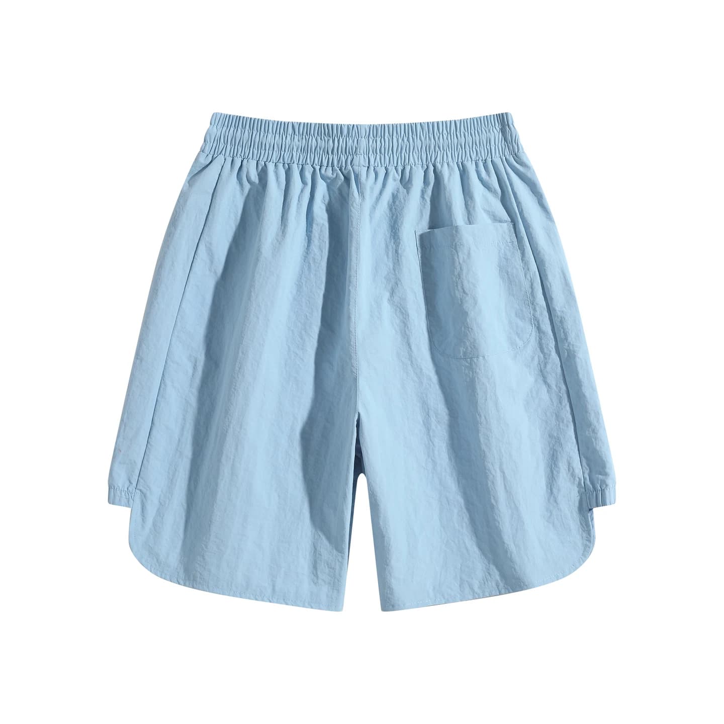 Reflective Detail Shorts in Sky Blue, back flat lay
