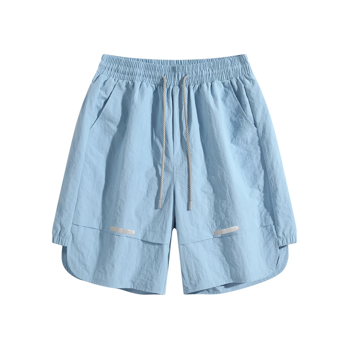 Reflective Detail Shorts in Sky Blue, front flat lay