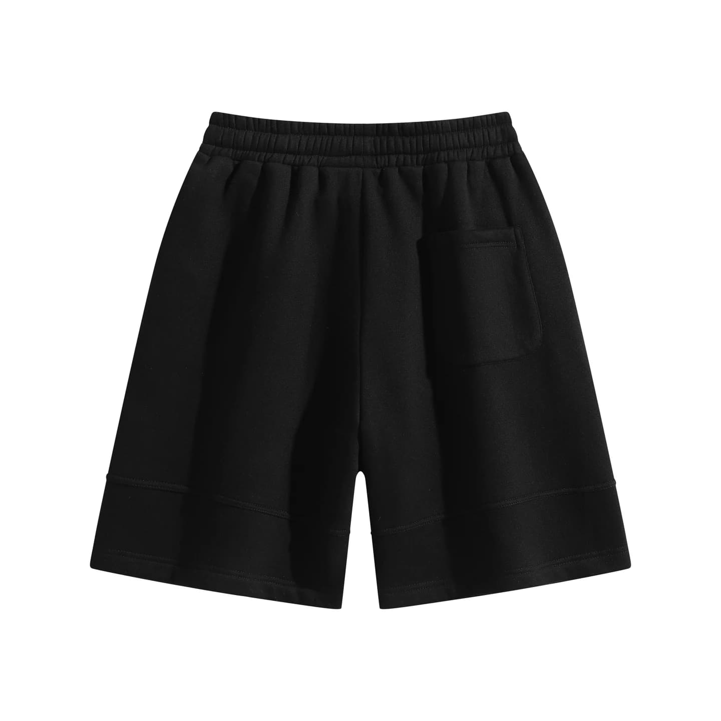 Pocket Detail Knit Shorts in Black, back flat lay