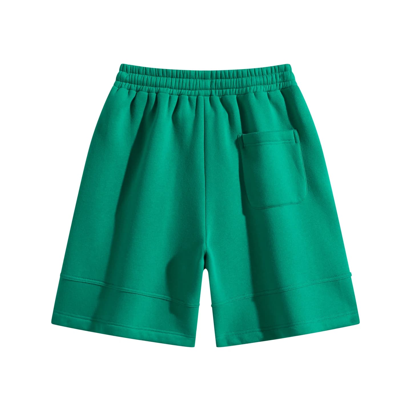 Pocket Detail Knit Shorts in Forest Green, back flat lay