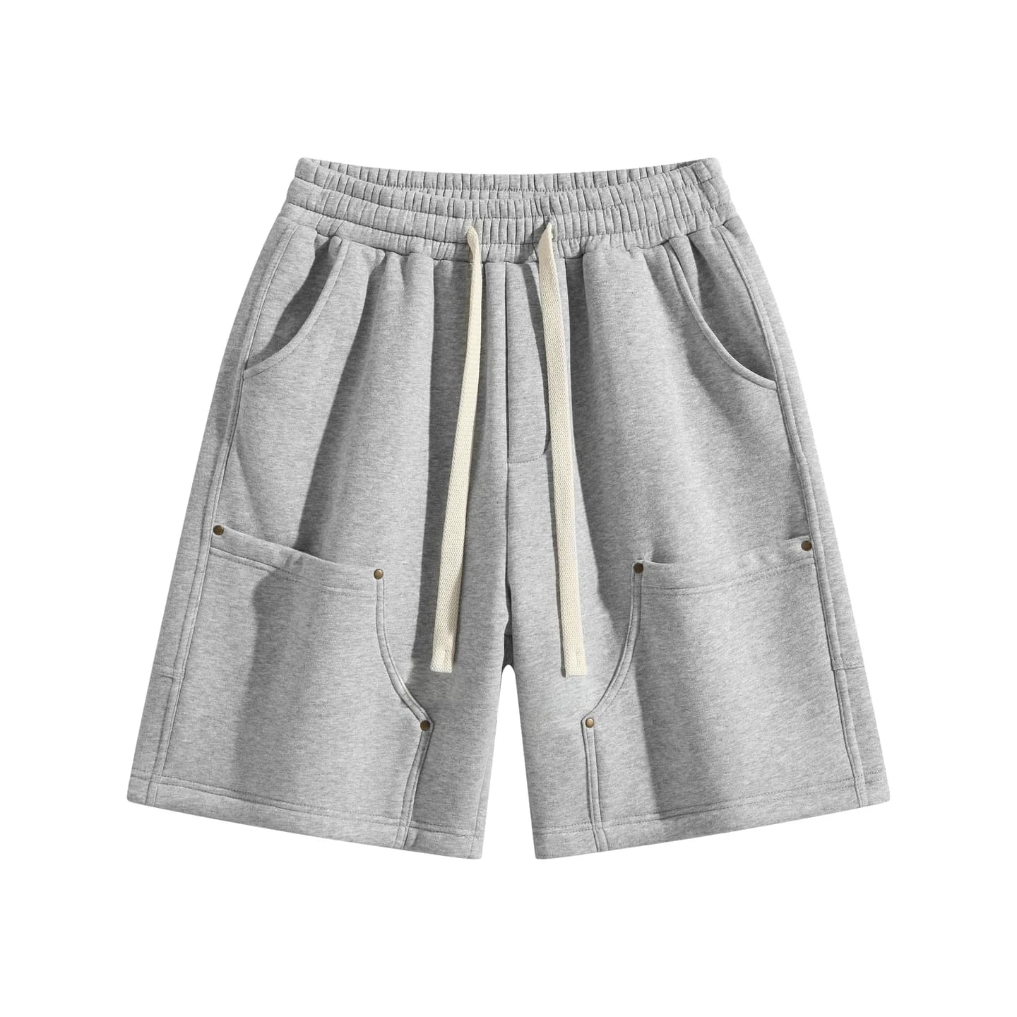 Pocket Detail Knit Shorts Heather Gray, front flat lay