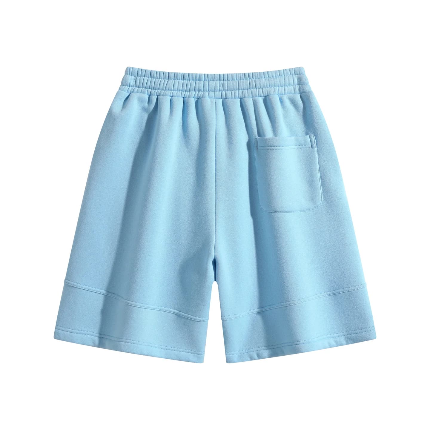 Pocket Detail Knit Shorts in Sky Blue, back flat lay