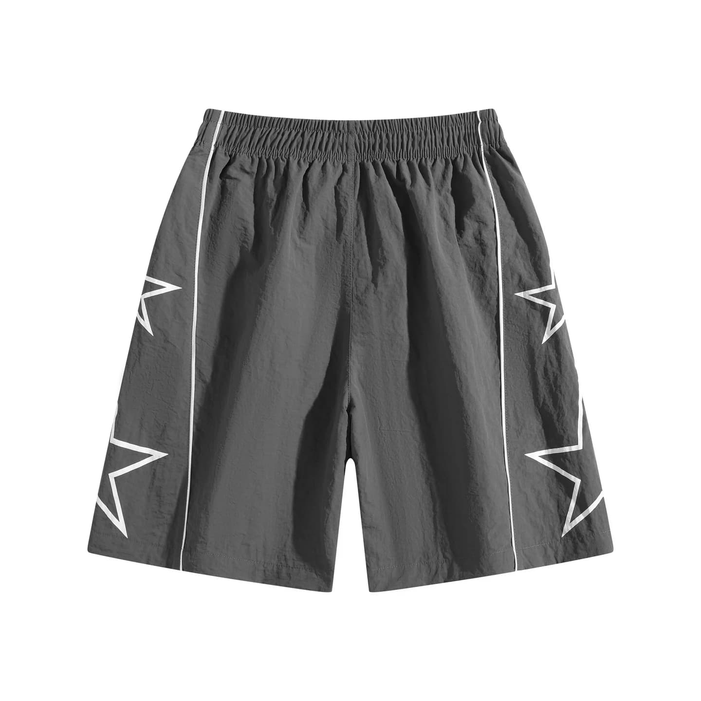 Star Detail Woven Shorts in Charcoal, back flat lay