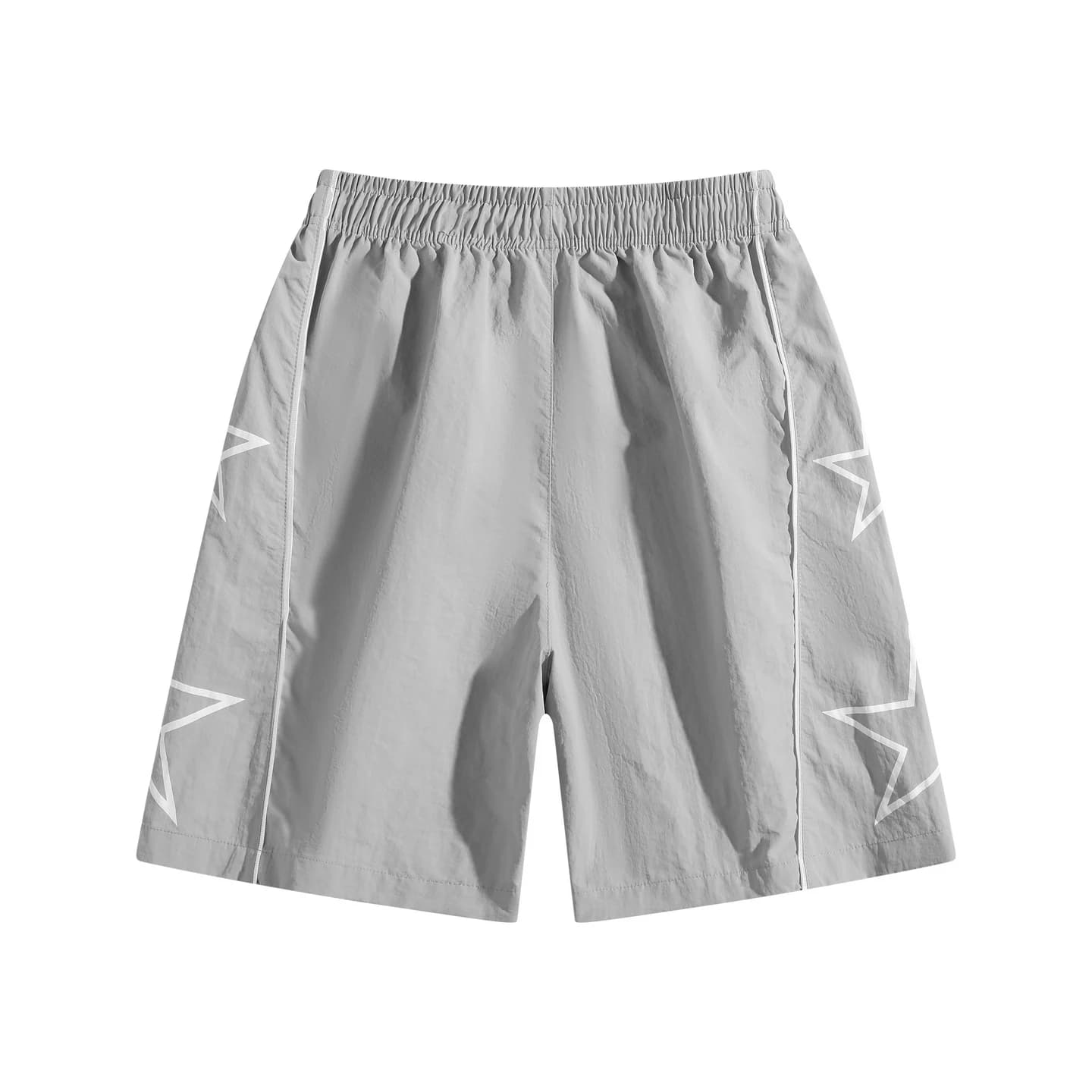 Star Detail Woven Shorts in Light Gray, back flat lay