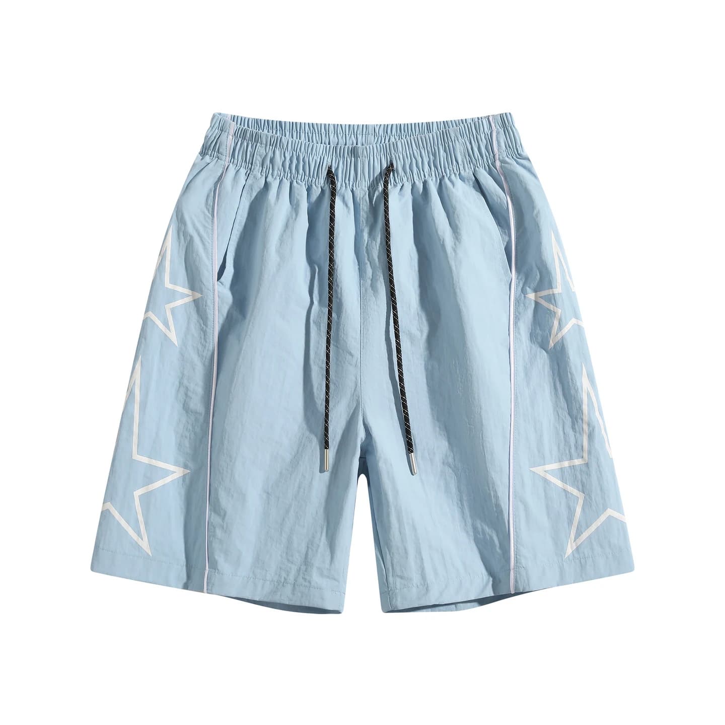 Star Detail Woven Shorts in Sky Blue, front flat lay