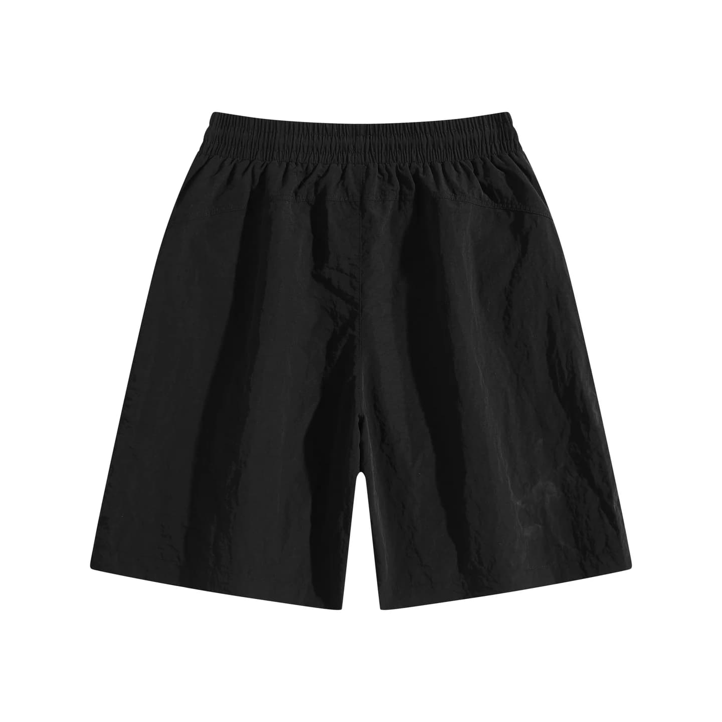Zip Pocket Woven Shorts in Black, back flat lay