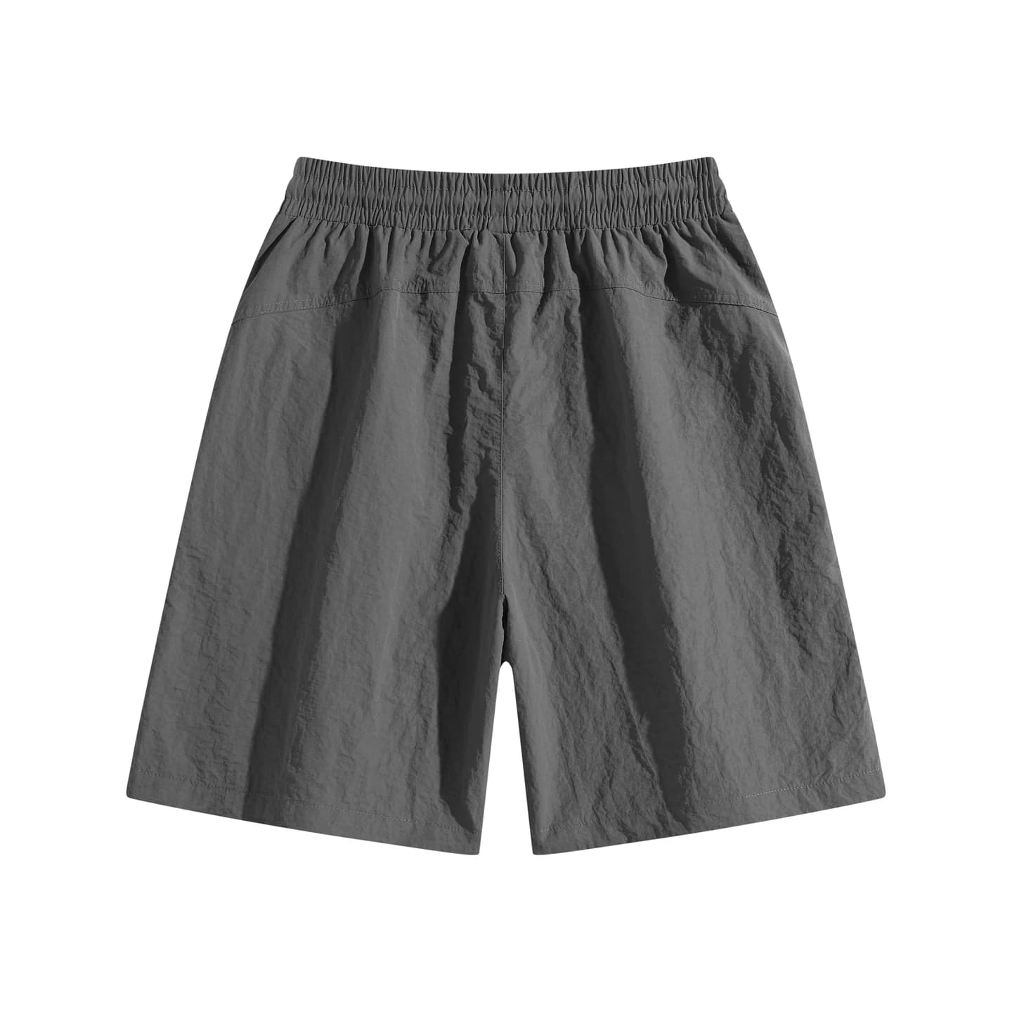 Zip Pocket Woven Shorts in Charcoal, back flat lay