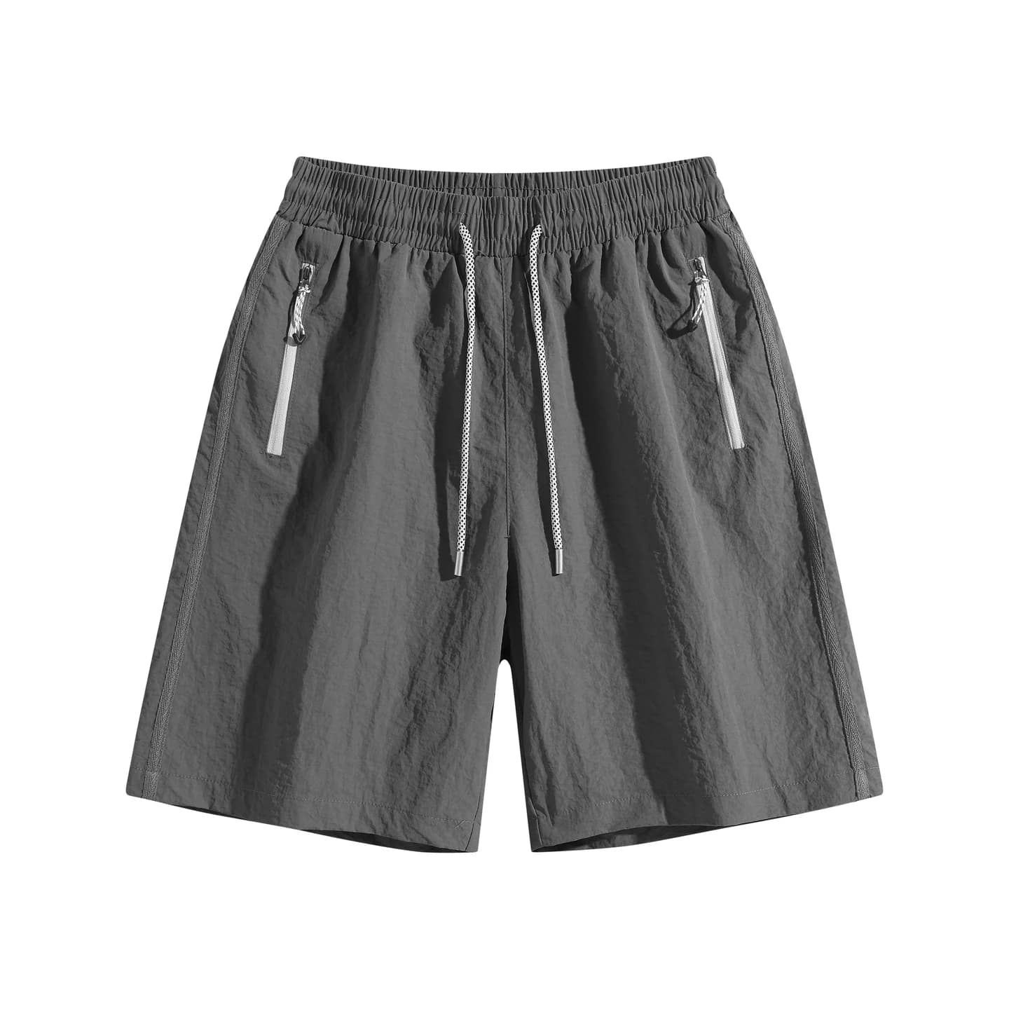 Zip Pocket Woven Shorts in Charcoal, front flat lay
