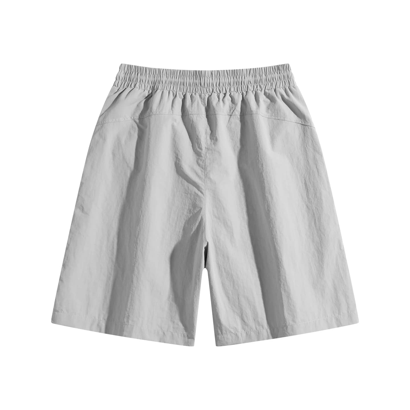 Zip Pocket Woven Shorts in Light Gray, back flat lay