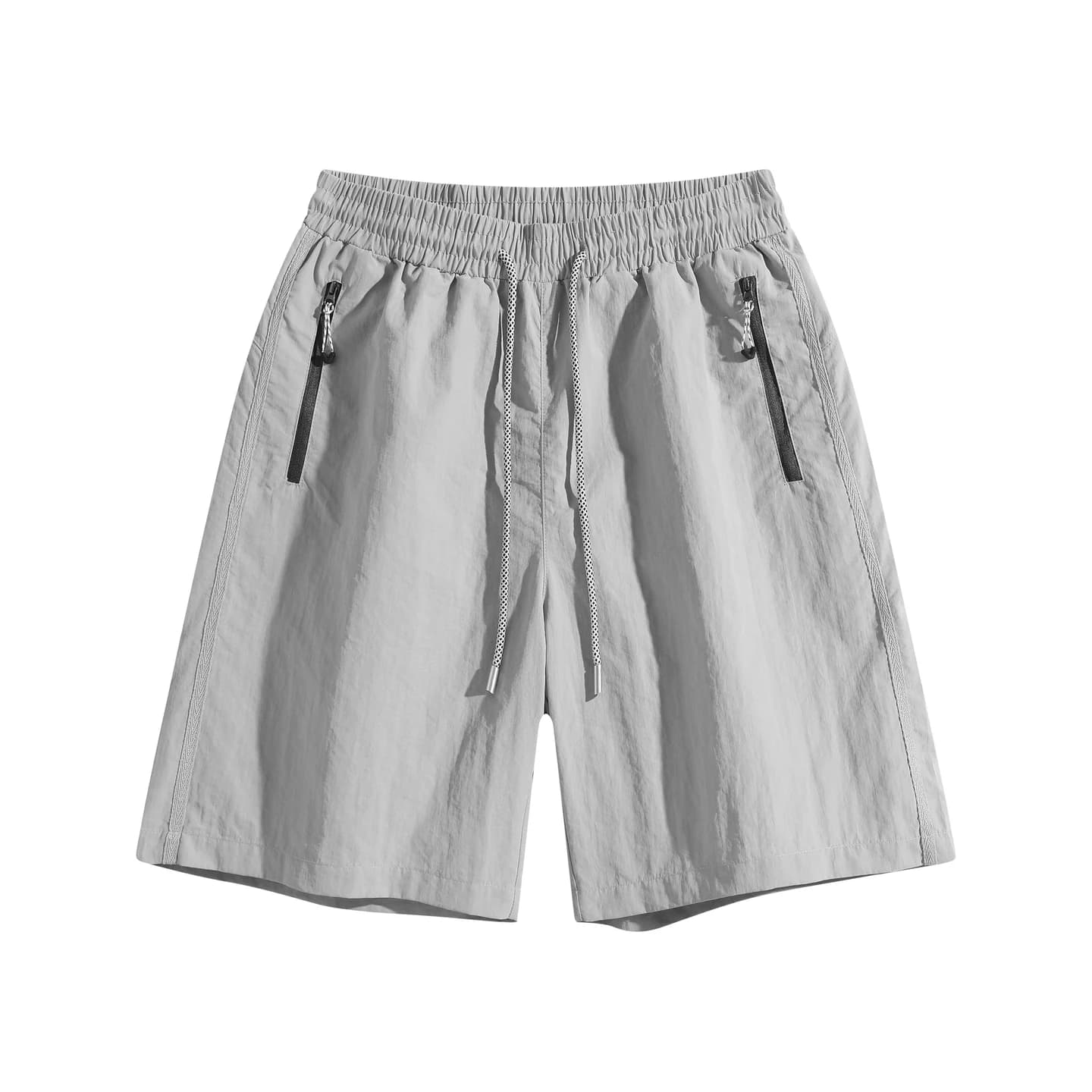 Zip Pocket Woven Shorts Light Gray, front flat lay