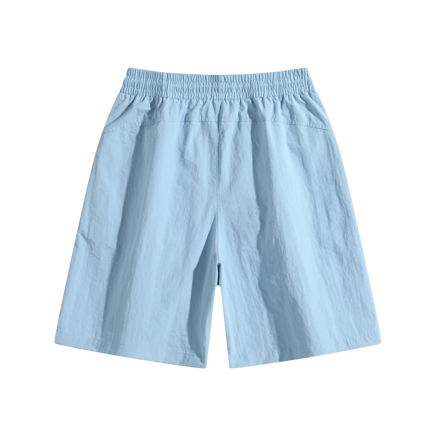 Zip Pocket Woven Shorts in Sky Blue, back flat lay