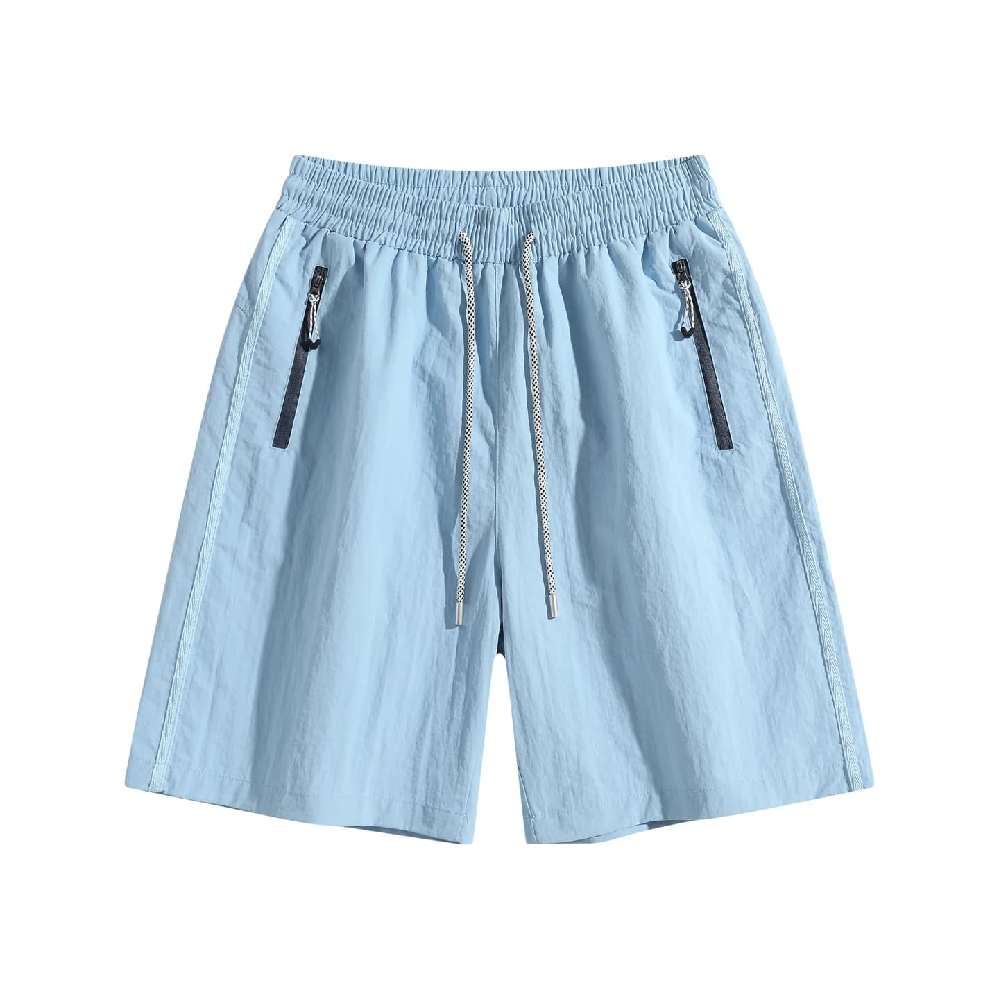 Zip Pocket Woven Shorts in Sky Blue, front flat lay