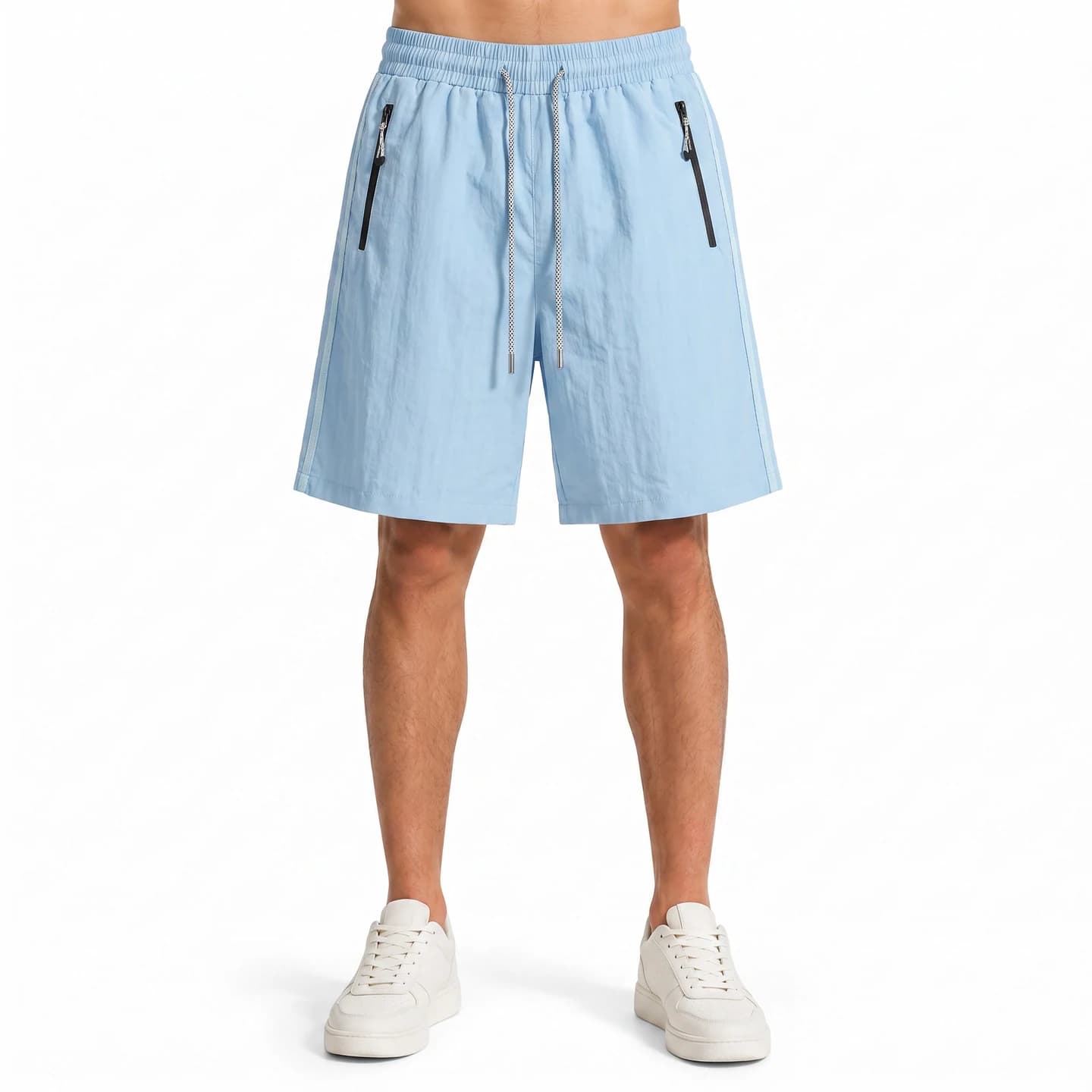 Zip Pocket Woven Shorts in Sky Blue, relaxed men's fit